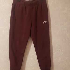 Nike Burgundy Joggers with White Logo